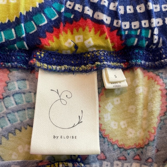 Anthropologie Eloise Boho Print PJ/Lounge Pants Drawstring Pockets Wide Leg Blue - Picture 7 of 13